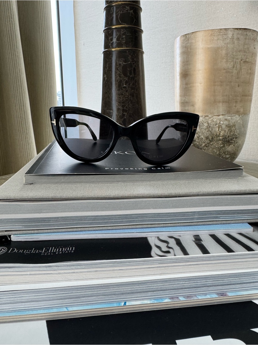 Tom Ford Black Cat-Eye Sunglasses with Dark Gray Lenses
